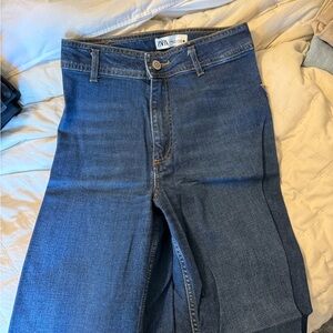 Zara High-Rise Dark Blue Women’s Marine Straight Jeans
